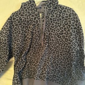 Leopard print half zip hoodie size large